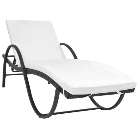 Garden lounger with black synthetic rattan cushion by vidaXL, Loungers - Ref: Foro24-42884, Price: 122,40 €, Discount: %
