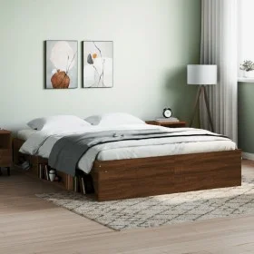 Brown oak bed frame 160x200 cm by vidaXL, Beds and slatted bases - Ref: Foro24-3203879, Price: 222,02 €, Discount: %
