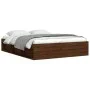 Brown oak bed frame 160x200 cm by vidaXL, Beds and slatted bases - Ref: Foro24-3203879, Price: 221,05 €, Discount: %