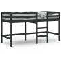 Cama alta de niños escalera madera maciza pino negra 90x200 cm