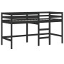 Cama alta de niños escalera madera maciza pino negra 90x200 cm