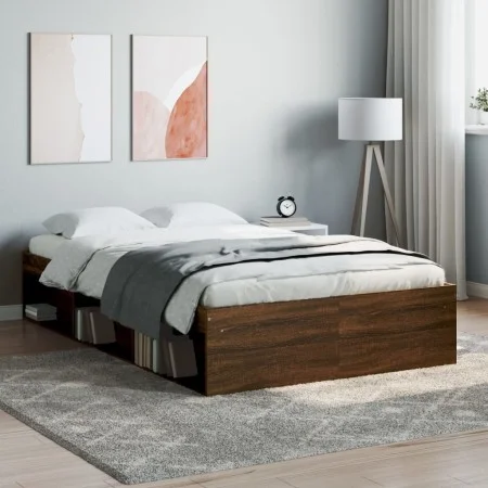 Estructura de cama marrón roble 120x190 cm de vidaXL, Camas y somieres - Ref: Foro24-3203900, Precio: 192,14 €, Descuento: %