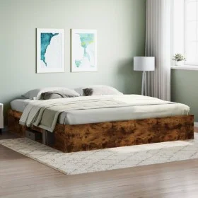 Smoked oak bed frame 200x200 cm by vidaXL, Beds and slatted bases - Ref: Foro24-3203891, Price: 181,97 €, Discount: %