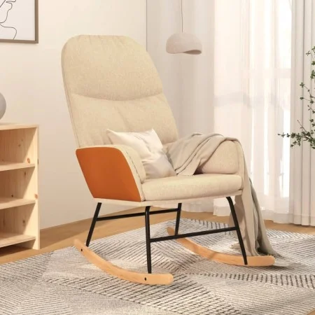 Cremeweißer Stoffschaukelstuhl von vidaXL, Schaukelstühle - Ref: Foro24-341044, Preis: 120,58 €, Rabatt: %
