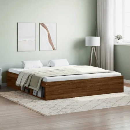 Oak brown bed frame 180x200 cm by vidaXL, Beds and slatted bases - Ref: Foro24-3203886, Price: 158,84 €, Discount: %