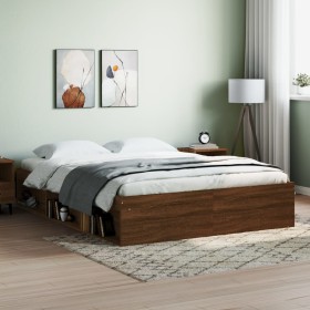Brown oak bed frame 140x200 cm by vidaXL, Beds and slatted bases - Ref: Foro24-3203865, Price: 200,32 €, Discount: %