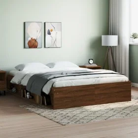 Brown oak bed frame 140x200 cm by vidaXL, Beds and slatted bases - Ref: Foro24-3203865, Price: 195,83 €, Discount: %