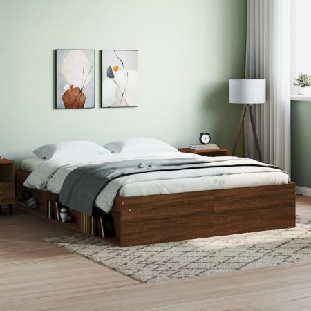 Bettgestell aus brauner Eiche, 140 x 200 cm von vidaXL, Betten und Lattenroste - Ref: Foro24-3203865, Preis: 200,32 €, Rabatt: %