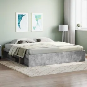 Concrete gray bed frame 200x200 cm by vidaXL, Beds and slatted bases - Ref: Foro24-3203890, Price: 158,67 €, Discount: %