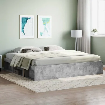 Concrete gray bed frame 200x200 cm by vidaXL, Beds and slatted bases - Ref: Foro24-3203890, Price: 158,67 €, Discount: %