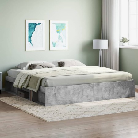 Estructura de cama gris hormigón 200x200 cm de vidaXL, Camas y somieres - Ref: Foro24-3203890, Precio: 160,63 €, Descuento: %