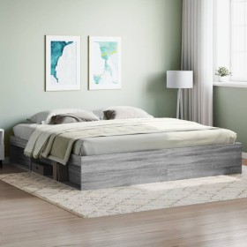 Gray Sonoma bed frame 200x200 cm by vidaXL, Beds and slatted bases - Ref: Foro24-3203892, Price: 205,62 €, Discount: %
