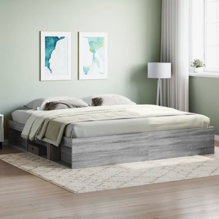 Gray Sonoma bed frame 200x200 cm by vidaXL, Beds and slatted bases - Ref: Foro24-3203892, Price: 205,62 €, Discount: %