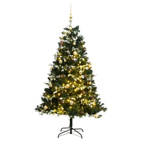 Árbol de Navidad artificial con bisagras 300 LED y bolas 180 cm