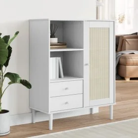 SENJA hohes Sideboard Rattan-Holzoptik weiß 90x40x112 cm von vidaXL, Sideboards - Ref: Foro24-358056, Preis: 120,66 €, Rabatt: %