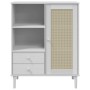 SENJA hohes Sideboard Rattan-Holzoptik weiß 90x40x112 cm von vidaXL, Sideboards - Ref: Foro24-358056, Preis: 121,50 €, Rabatt: %