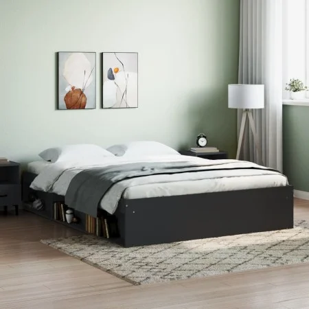 Black bed frame 160x200 cm by vidaXL, Beds and slatted bases - Ref: Foro24-3203874, Price: 149,58 €, Discount: %