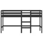 Cama alta de niños escalera madera maciza pino negra 80x200 cm de vidaXL, Camas y somieres - Ref: Foro24-835888, Precio: 153,...