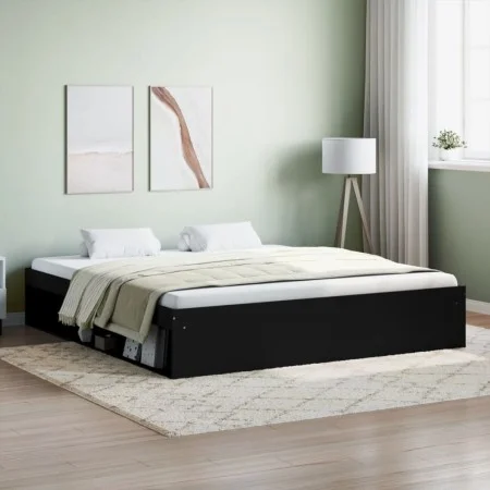 Black bed frame 180x200 cm by vidaXL, Beds and slatted bases - Ref: Foro24-3203881, Price: 194,16 €, Discount: %