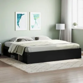 Black bed frame 200x200 cm by vidaXL, Beds and slatted bases - Ref: Foro24-3203888, Price: 199,29 €, Discount: %