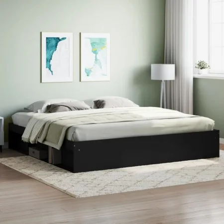 Estructura de cama negra 200x200 cm de vidaXL, Camas y somieres - Ref: Foro24-3203888, Precio: 199,52 €, Descuento: %