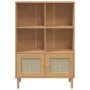 SENJA shelving unit rattan look brown pine wood 90x35x130 cm by vidaXL, Bookcases and shelves - Ref: Foro24-358061, Price: 10...