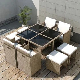 Garden dining set 9 pieces with beige synthetic rattan cushions by vidaXL, Garden sets - Ref: Foro24-42556, Price: 650,75 €, ...