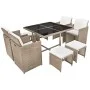 Garden dining set 9 pieces with beige synthetic rattan cushions by vidaXL, Garden sets - Ref: Foro24-42556, Price: 650,75 €, ...