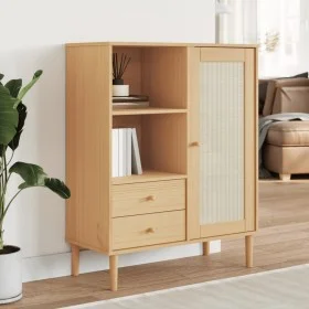Aparador alto SENJA aspecto de ratán madera marrón 90x40x112 cm de vidaXL, Aparadores - Ref: Foro24-358055, Precio: 120,62 €,...