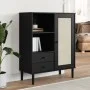 Aparador alto SENJA aspecto de ratán madera negro 90x40x112 cm de vidaXL, Aparadores - Ref: Foro24-358057, Precio: 126,00 €, ...