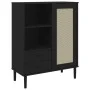 Aparador alto SENJA aspecto de ratán madera negro 90x40x112 cm de vidaXL, Aparadores - Ref: Foro24-358057, Precio: 126,00 €, ...