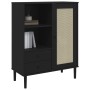 Aparador alto SENJA aspecto de ratán madera negro 90x40x112 cm de vidaXL, Aparadores - Ref: Foro24-358057, Precio: 127,18 €