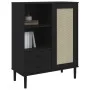 Aparador alto SENJA aspecto de ratán madera negro 90x40x112 cm de vidaXL, Aparadores - Ref: Foro24-358057, Precio: 126,00 €, ...