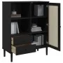 Aparador alto SENJA aspecto de ratán madera negro 90x40x112 cm de vidaXL, Aparadores - Ref: Foro24-358057, Precio: 126,00 €, ...