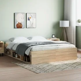 Sonoma oak bed frame 160x200 cm by vidaXL, Beds and slatted bases - Ref: Foro24-3203875, Price: 180,46 €, Discount: %