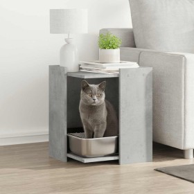 Mueble arenero de gatos madera gris hormigón 42x42x51 cm
