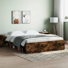 Bettrahmen aus geräucherter Eiche, 160 x 200 cm von vidaXL, Betten und Lattenroste - Ref: Foro24-3203877, Preis: 179,10 €, Ra...