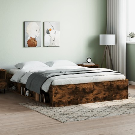 Bettrahmen aus geräucherter Eiche, 160 x 200 cm von vidaXL, Betten und Lattenroste - Ref: Foro24-3203877, Preis: 181,85 €, Ra...
