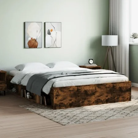 Smoked oak bed frame 160x200 cm by vidaXL, Beds and slatted bases - Ref: Foro24-3203877, Price: 179,10 €, Discount: %