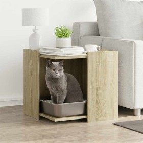Mueble arenero para gatos madera roble Sonoma 53x53x51 cm