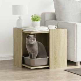 Mueble arenero para gatos madera roble Sonoma 53x53x51 cm