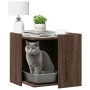 Mueble arenero para gatos madera marrón roble 53x53x51 cm