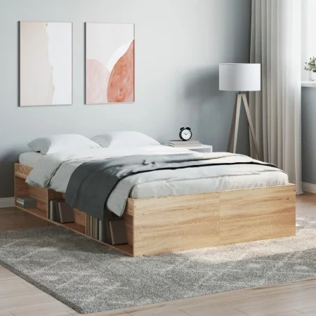 Estructura de cama roble Sonoma 120x200 cm de vidaXL, Camas y somieres - Ref: Foro24-3203854, Precio: 166,85 €, Descuento: %