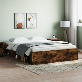 Bettrahmen aus geräucherter Eiche, 140 x 200 cm von vidaXL, Betten und Lattenroste - Ref: Foro24-3203863, Preis: 140,83 €, Ra...