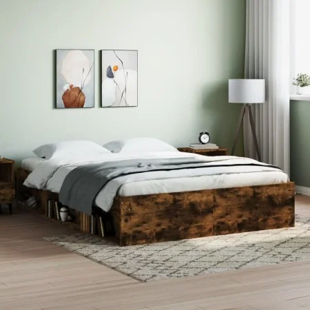 Bettrahmen aus geräucherter Eiche, 140 x 200 cm von vidaXL, Betten und Lattenroste - Ref: Foro24-3203863, Preis: 139,15 €, Ra...