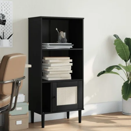 SENJA shelf in black pine wood rattan look 60x35x130 cm by vidaXL, Bookcases and shelves - Ref: Foro24-358060, Price: 78,71 €...