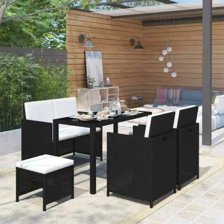 6-piece garden dining set and black synthetic rattan cushions by vidaXL, Garden sets - Ref: Foro24-43903, Price: 384,63 €, Di...