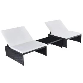Reclining garden chairs with table 2 pcs black PE rattan by vidaXL, Loungers - Ref: Foro24-43069, Price: 174,45 €, Discount: %