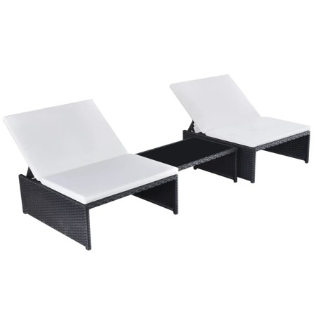 Reclining garden chairs with table 2 pcs black PE rattan by vidaXL, Loungers - Ref: Foro24-43069, Price: 175,70 €, Discount: %