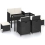 6-teiliges Garten-Essset und schwarze Kissen aus synthetischem Rattan von vidaXL, Gartensets - Ref: Foro24-43903, Preis: 394,...